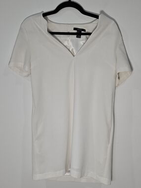 Forever 21 Sz Small White Satin-Trim Dress With Pockets